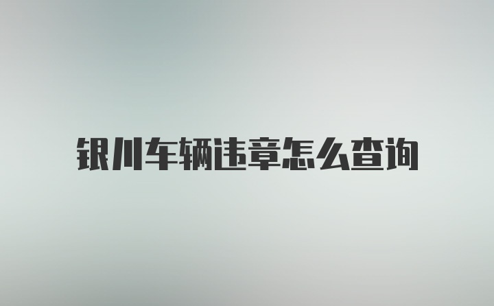 银川车辆违章怎么查询