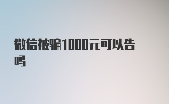 微信被骗1000元可以告吗