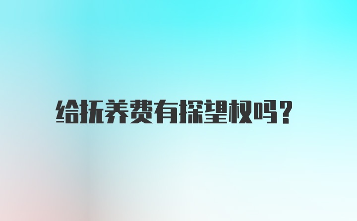 给抚养费有探望权吗？