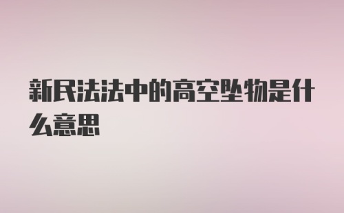 新民法法中的高空坠物是什么意思