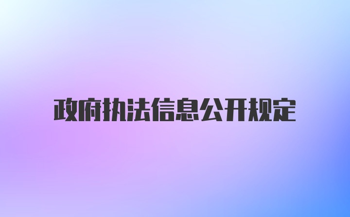 政府执法信息公开规定