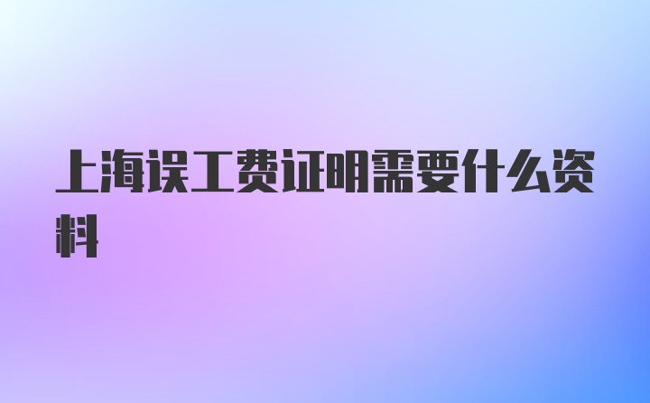 上海误工费证明需要什么资料