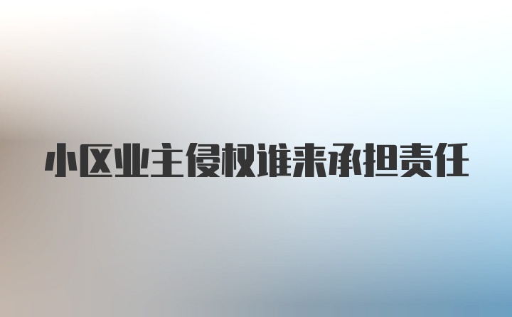 小区业主侵权谁来承担责任