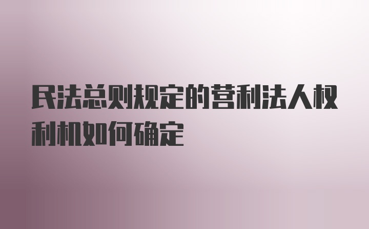 民法总则规定的营利法人权利机如何确定