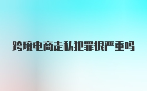 跨境电商走私犯罪很严重吗