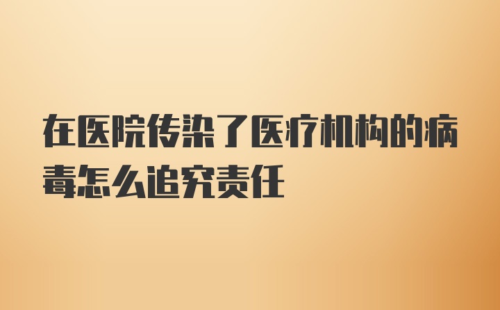 在医院传染了医疗机构的病毒怎么追究责任