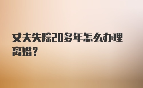 丈夫失踪20多年怎么办理离婚？