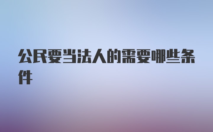 公民要当法人的需要哪些条件