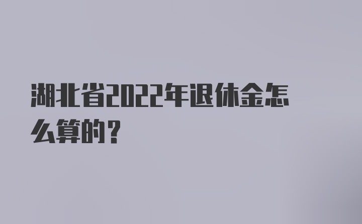 湖北省2022年退休金怎么算的？