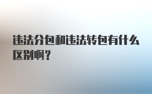 违法分包和违法转包有什么区别啊？