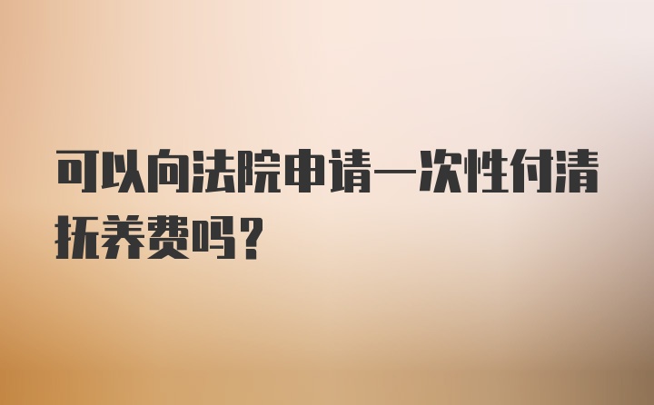 可以向法院申请一次性付清抚养费吗?