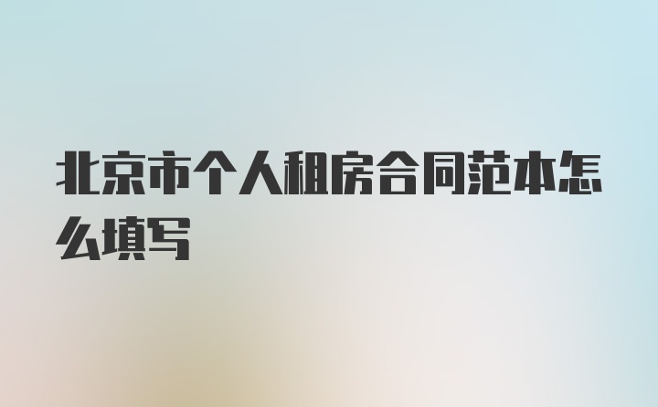 北京市个人租房合同范本怎么填写