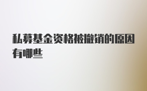 私募基金资格被撤销的原因有哪些