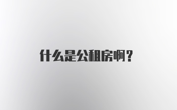 什么是公租房啊？