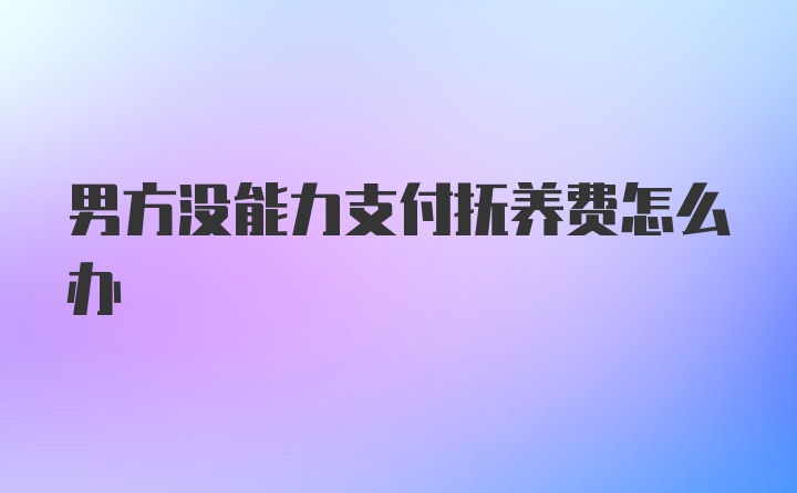 男方没能力支付抚养费怎么办