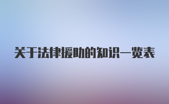 关于法律援助的知识一览表