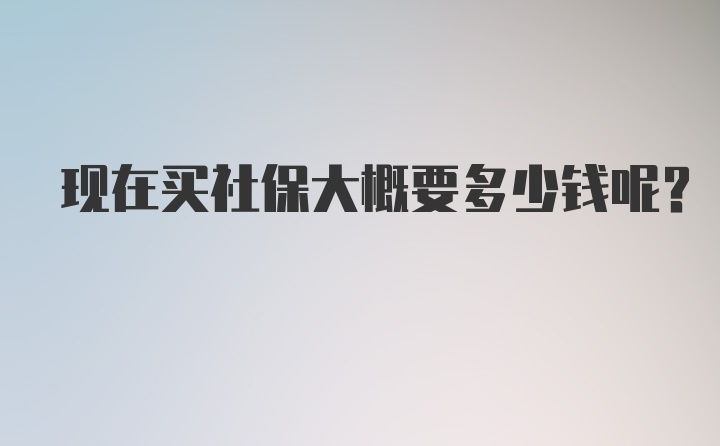 现在买社保大概要多少钱呢？