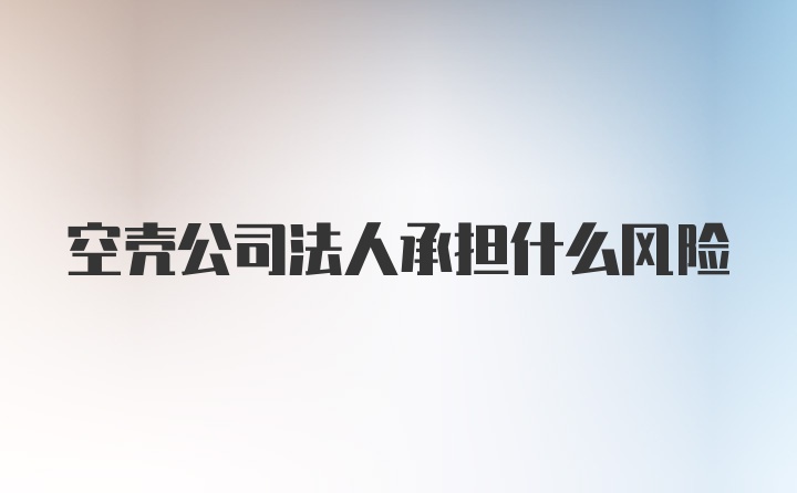 空壳公司法人承担什么风险