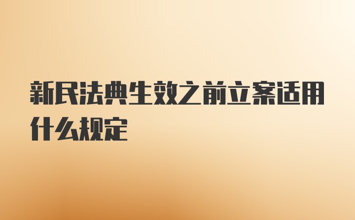 新民法典生效之前立案适用什么规定