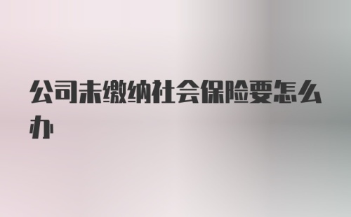 公司未缴纳社会保险要怎么办