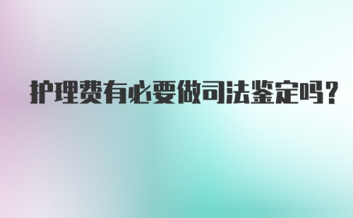 护理费有必要做司法鉴定吗？