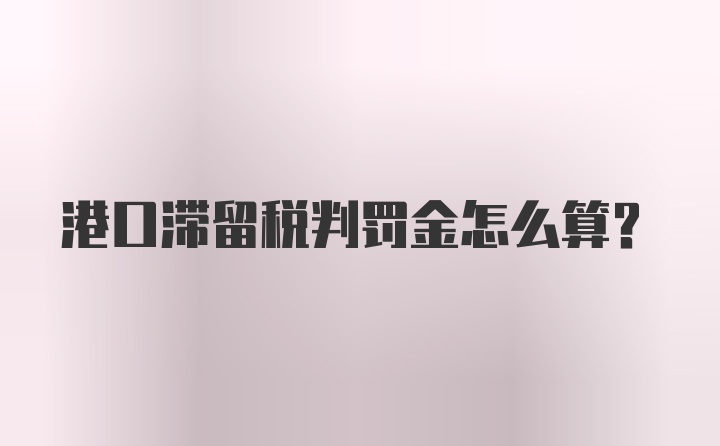 港口滞留税判罚金怎么算？