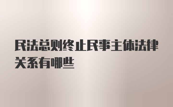 民法总则终止民事主体法律关系有哪些