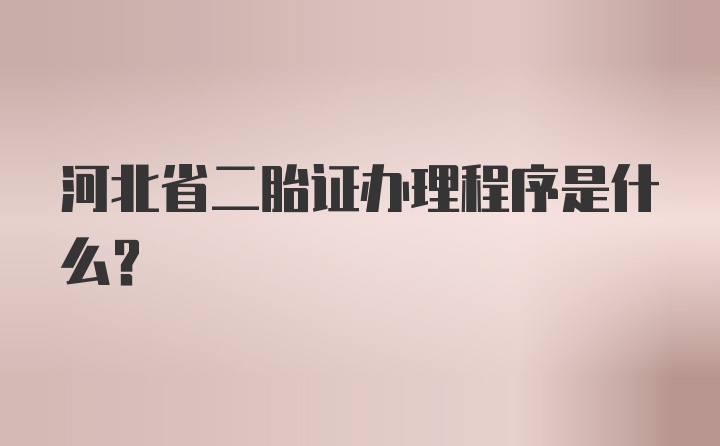 河北省二胎证办理程序是什么？