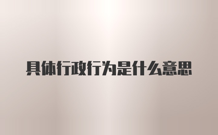 具体行政行为是什么意思