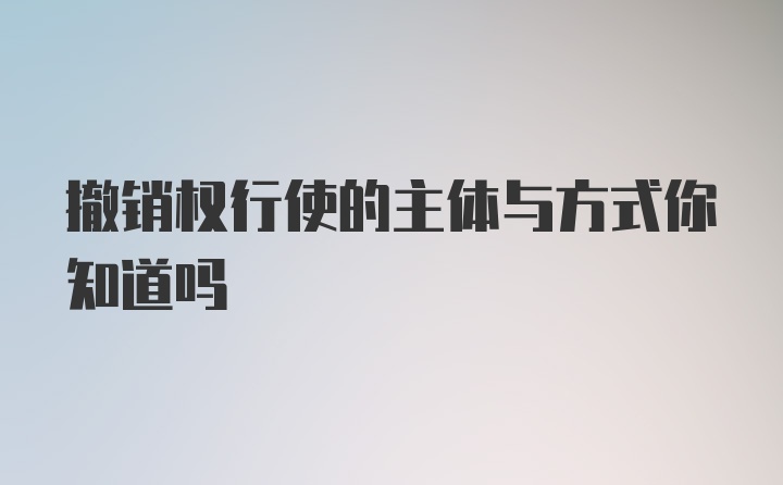 撤销权行使的主体与方式你知道吗