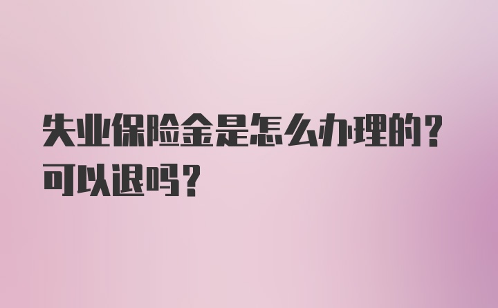 失业保险金是怎么办理的？可以退吗？