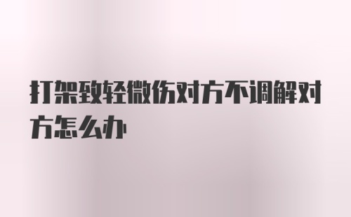 打架致轻微伤对方不调解对方怎么办