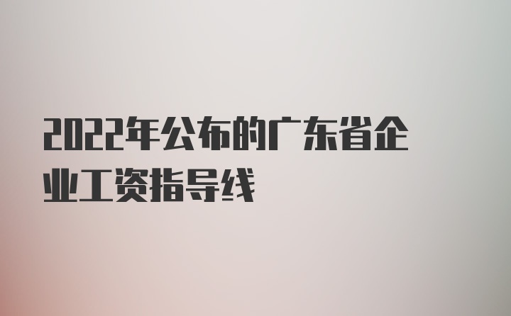 2022年公布的广东省企业工资指导线