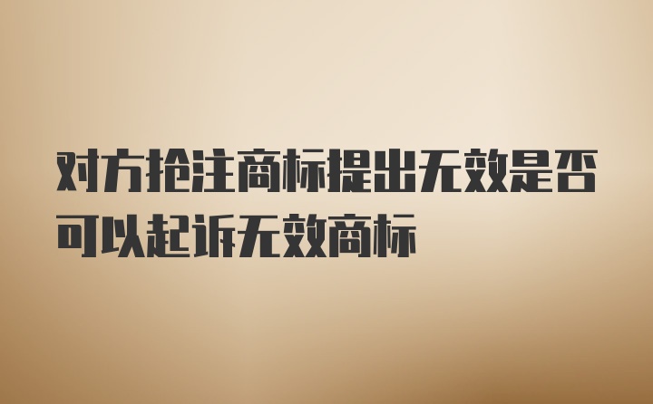 对方抢注商标提出无效是否可以起诉无效商标