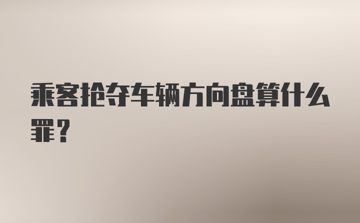 乘客抢夺车辆方向盘算什么罪？