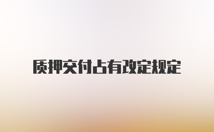 质押交付占有改定规定