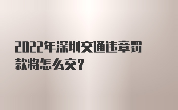 2022年深圳交通违章罚款将怎么交？