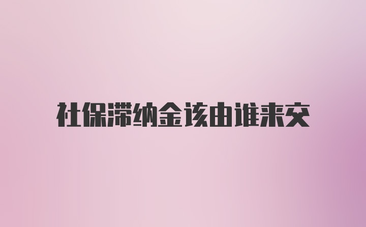 社保滞纳金该由谁来交