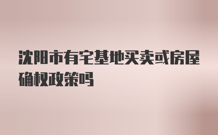 沈阳市有宅基地买卖或房屋确权政策吗