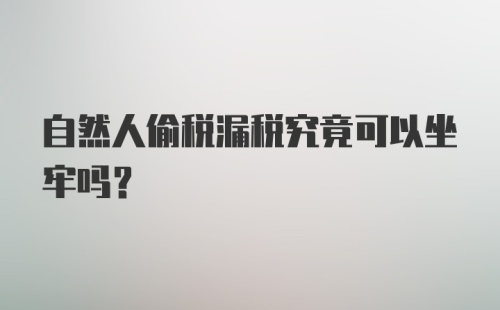 自然人偷税漏税究竟可以坐牢吗？