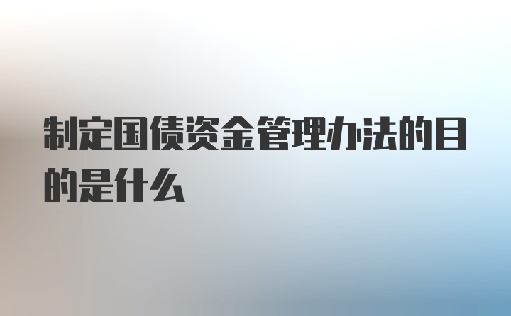 制定国债资金管理办法的目的是什么