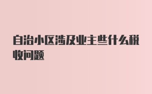 自治小区涉及业主些什么税收问题