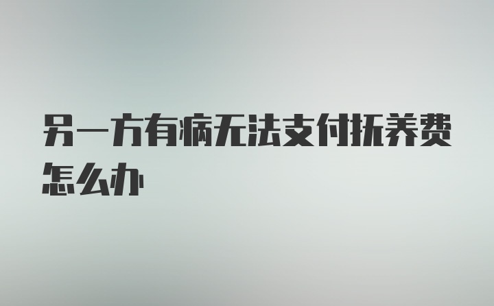 另一方有病无法支付抚养费怎么办