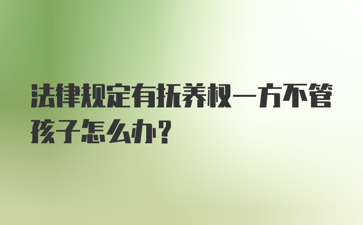 法律规定有抚养权一方不管孩子怎么办？