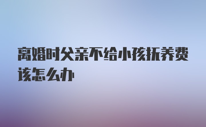 离婚时父亲不给小孩抚养费该怎么办