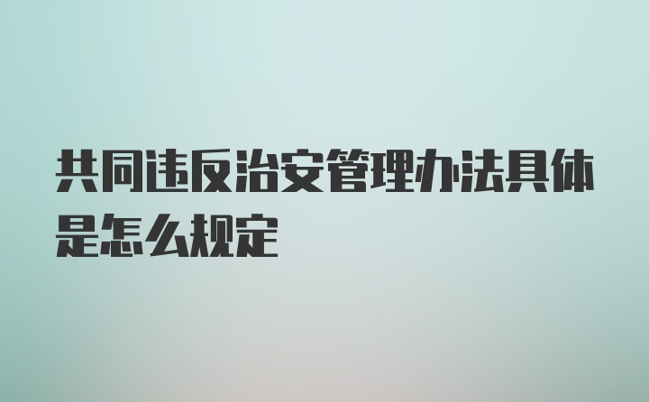 共同违反治安管理办法具体是怎么规定