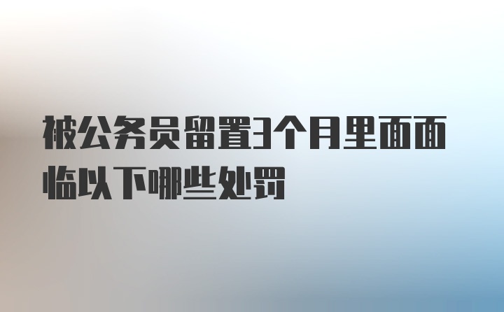 被公务员留置3个月里面面临以下哪些处罚