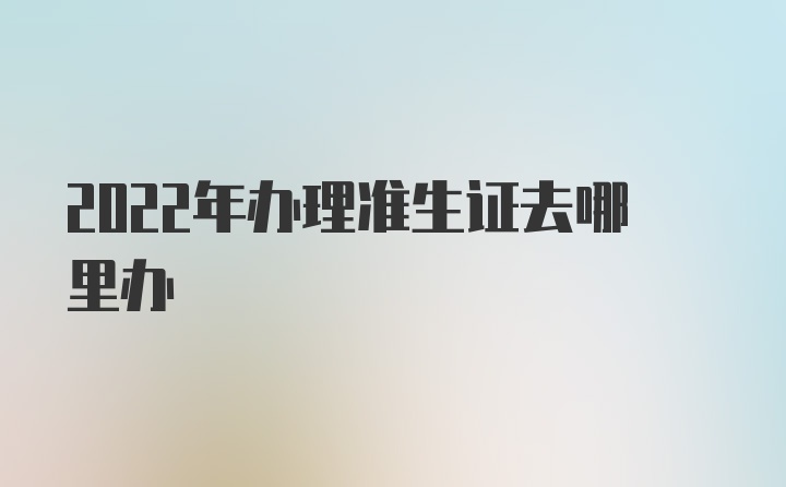 2022年办理准生证去哪里办