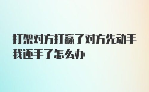 打架对方打赢了对方先动手我还手了怎么办