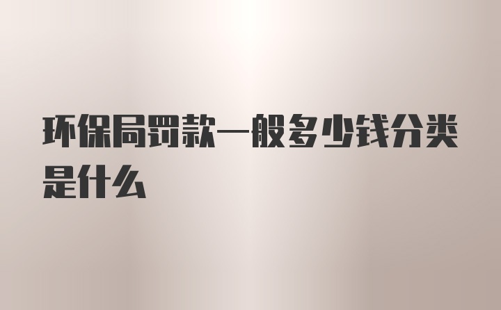 环保局罚款一般多少钱分类是什么